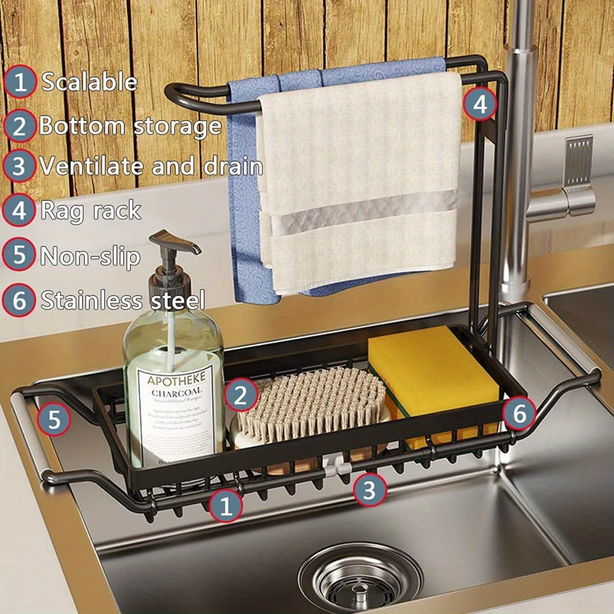 Expandable Stainless Steel Sink Caddy