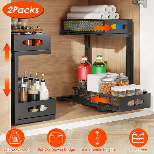 2-Piece Under Sink Pull-Out Storage Organizer