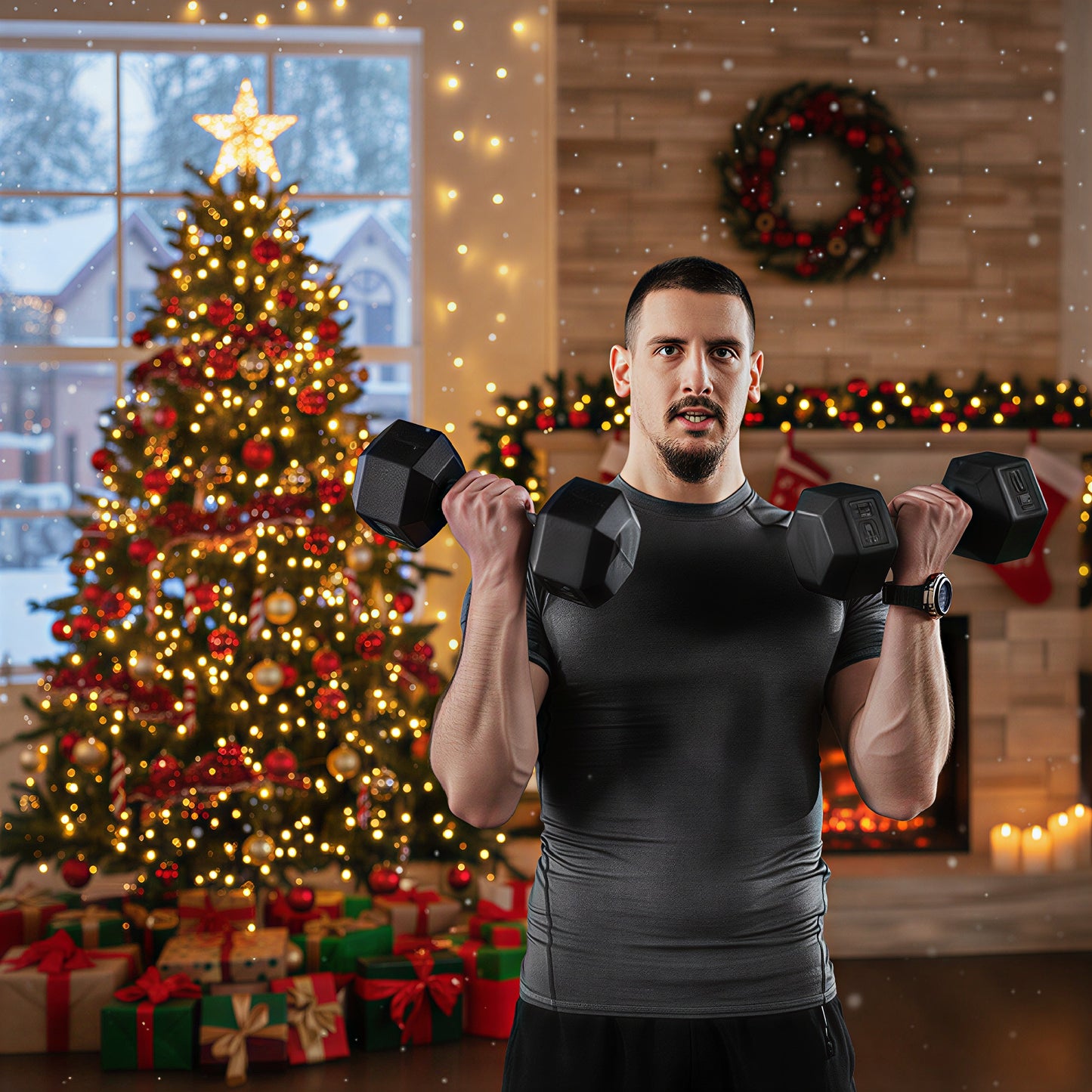 Hex Rubber Dumbbell Set – No Rolling