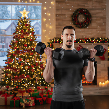 Hex Rubber Dumbbell Set – No Rolling