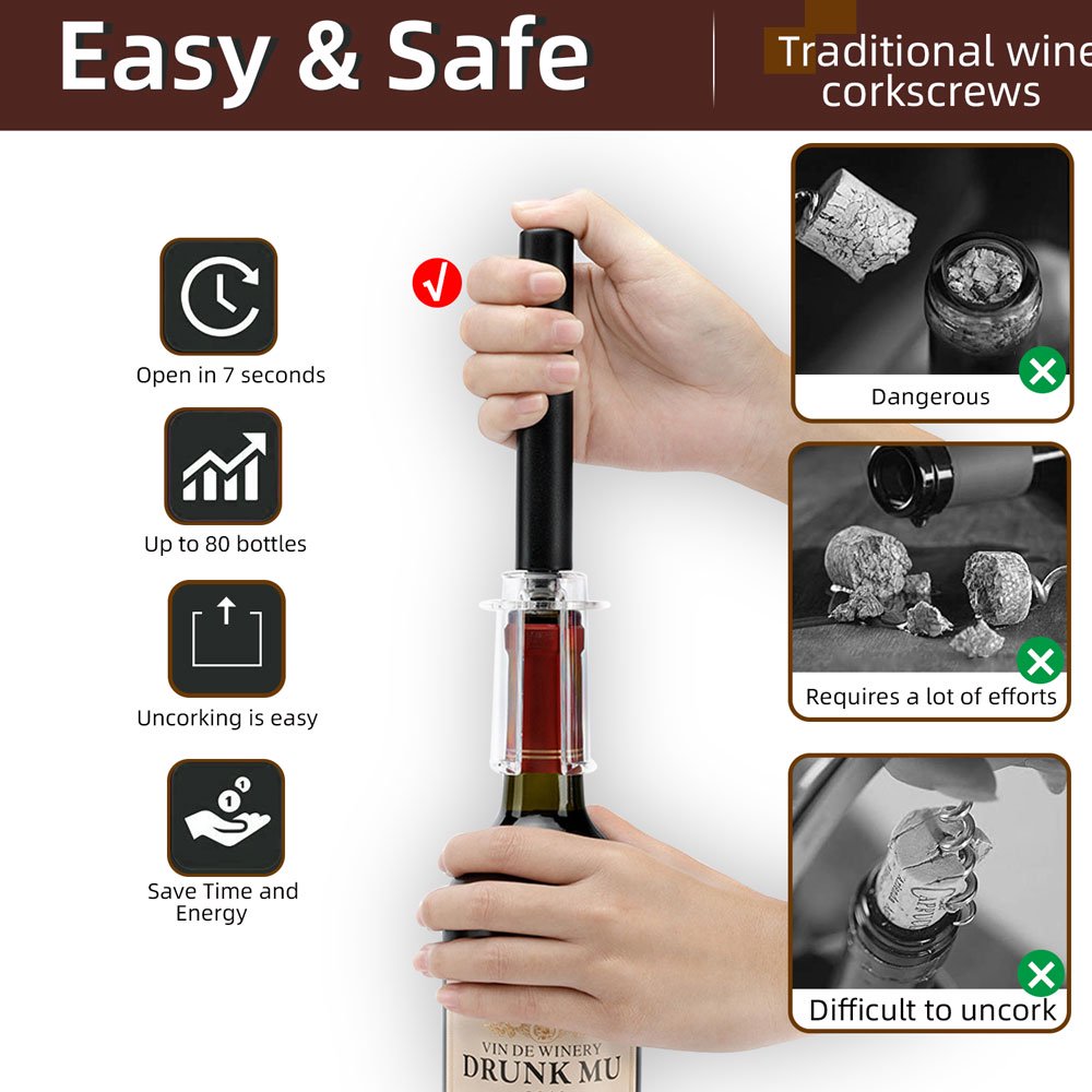 4-Piece Air Pressure Wine Opener Set
