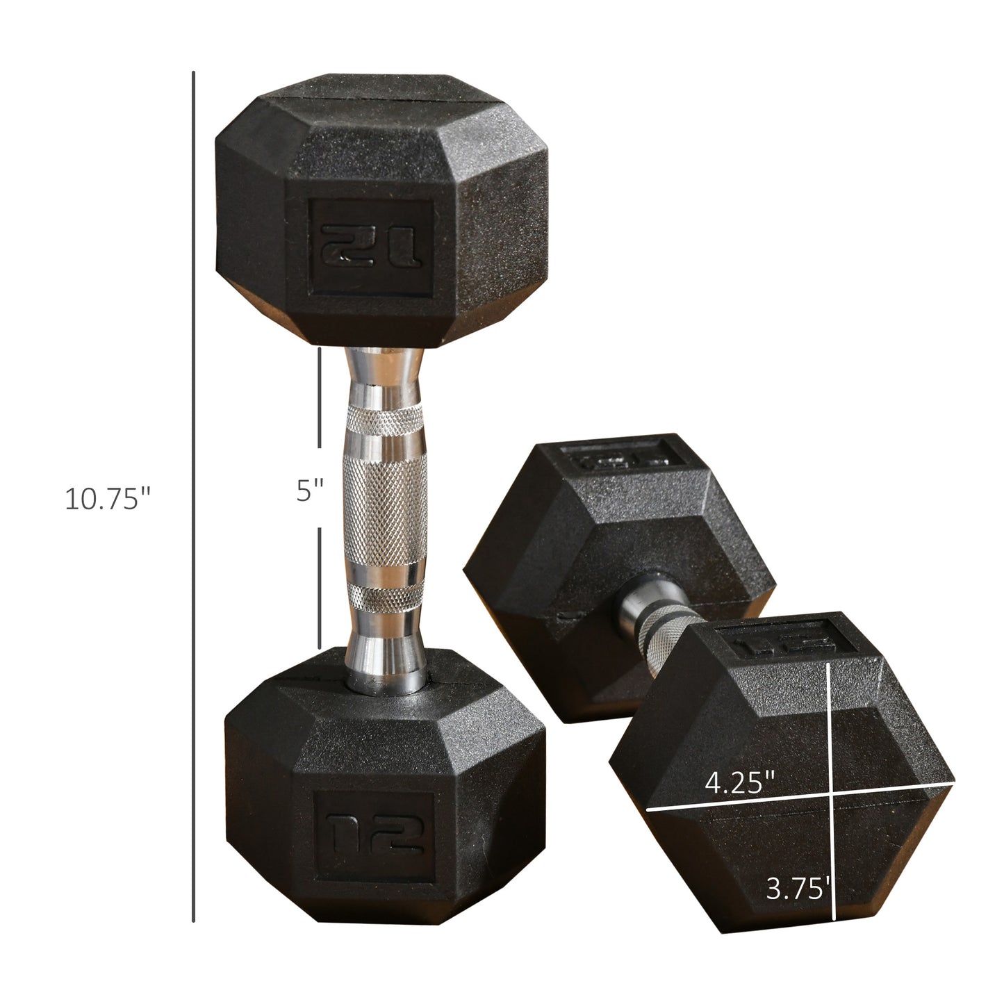 Hex Rubber Dumbbell Set – No Rolling