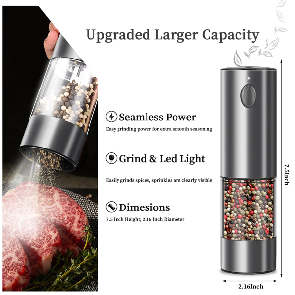 2-Piece Electric Salt & Pepper Grinder Set