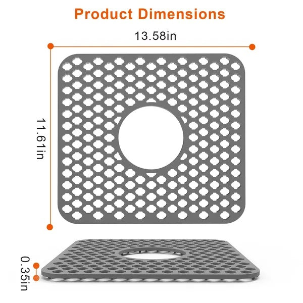 Silicone Grid Sink Mat with Drain Hole