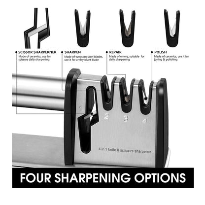 4-in-1 Kitchen Knife & Scissor Sharpener