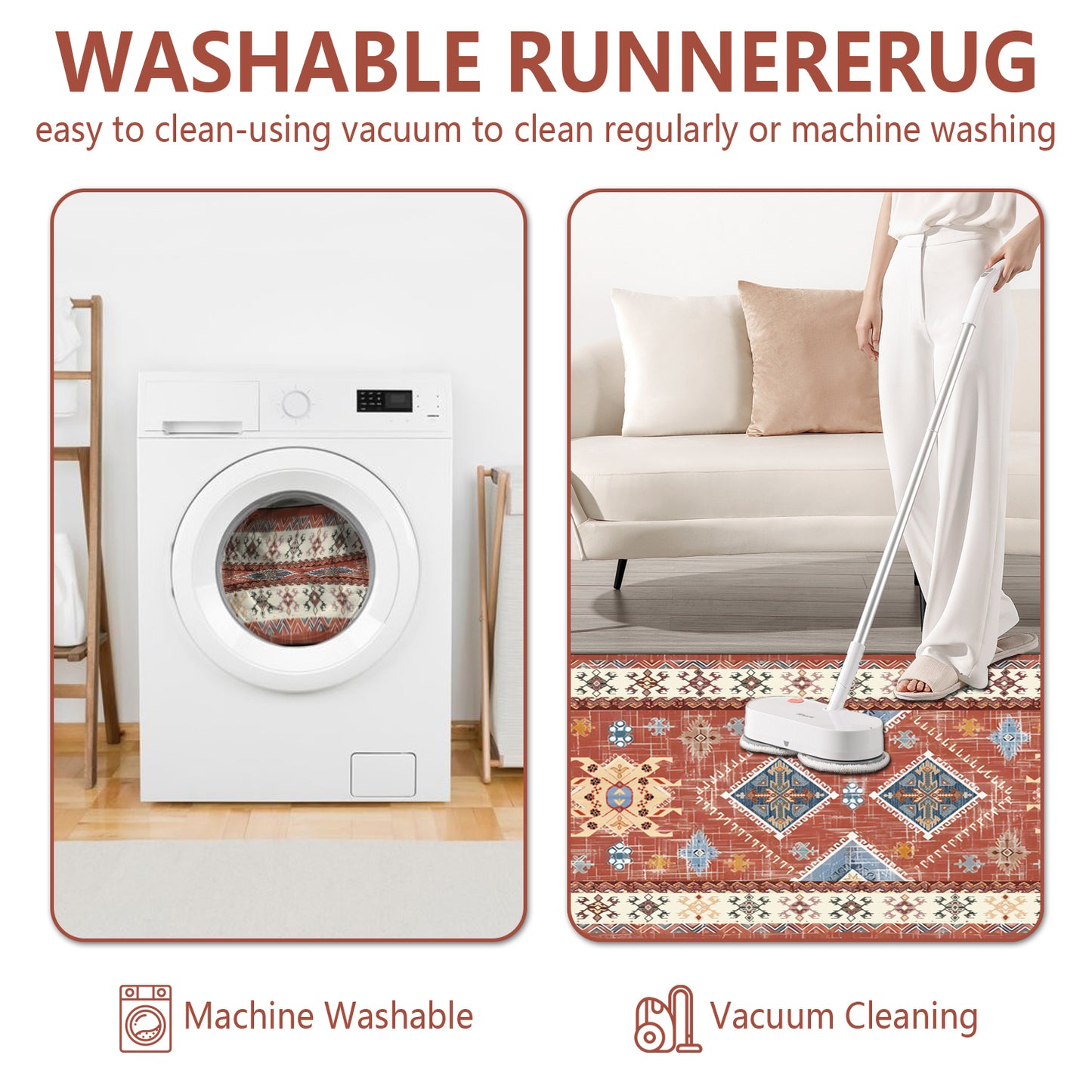 3-Piece Boho Kitchen Rug Set with Runner