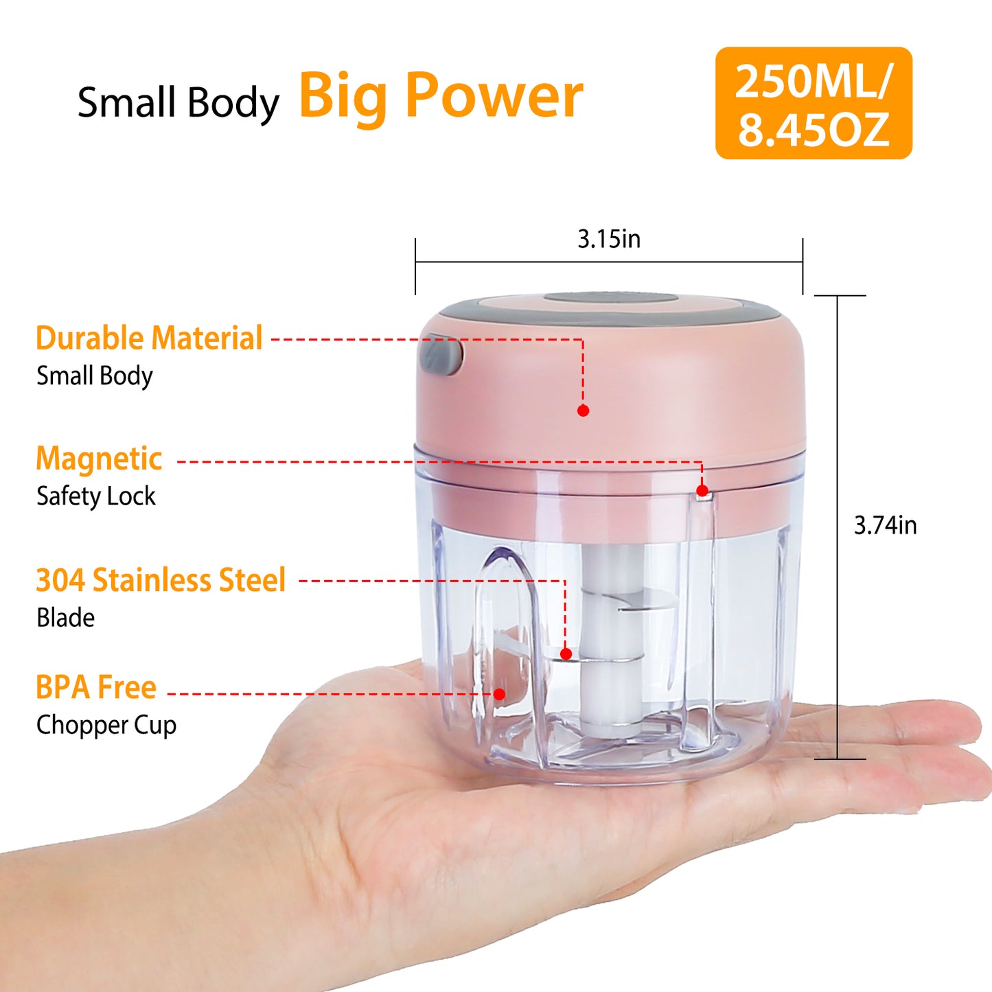 Mini Cordless Electric Garlic Chopper