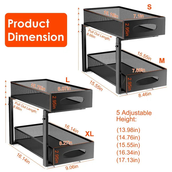 2-Piece Under-Sink Sliding Storage Organizer